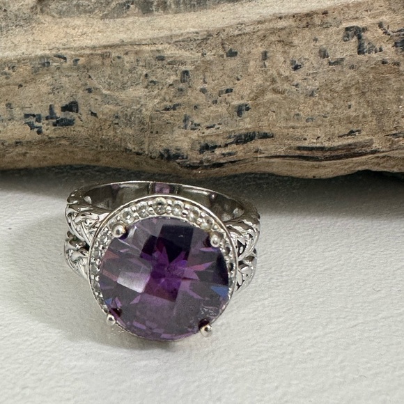 Purple Cocktail Ring & Earring Set - Picture 3 of 5